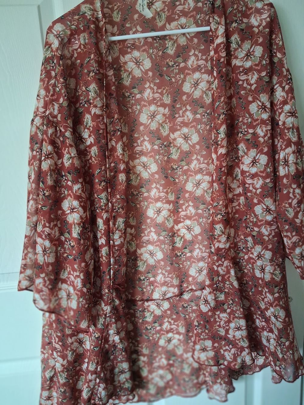 PerSeption Concept Rust Floral Sheer Kimono
